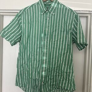 Gitman Vintage Green and White Vertical Stripe Short-Sleeve Button-Down